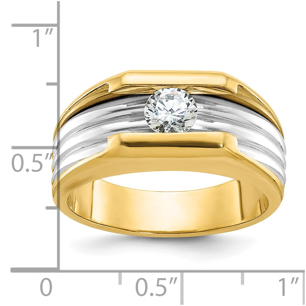 14k Two-tone Gold Men's 1/2 carat Diamond Complete Ring