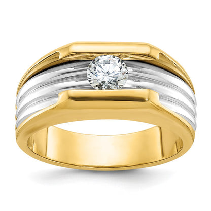 14k Two-tone Gold Men's 1/2 carat Diamond Complete Ring