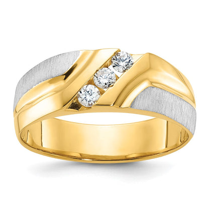 14k Two-tone Gold Men's Polished and Satin Diamond Ring Mounting