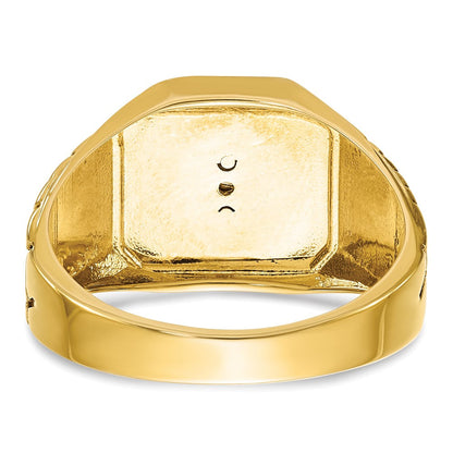 14k Two-tone Gold Men's Polished and Textured Blue Lodge Master Masonic Ring Mounting