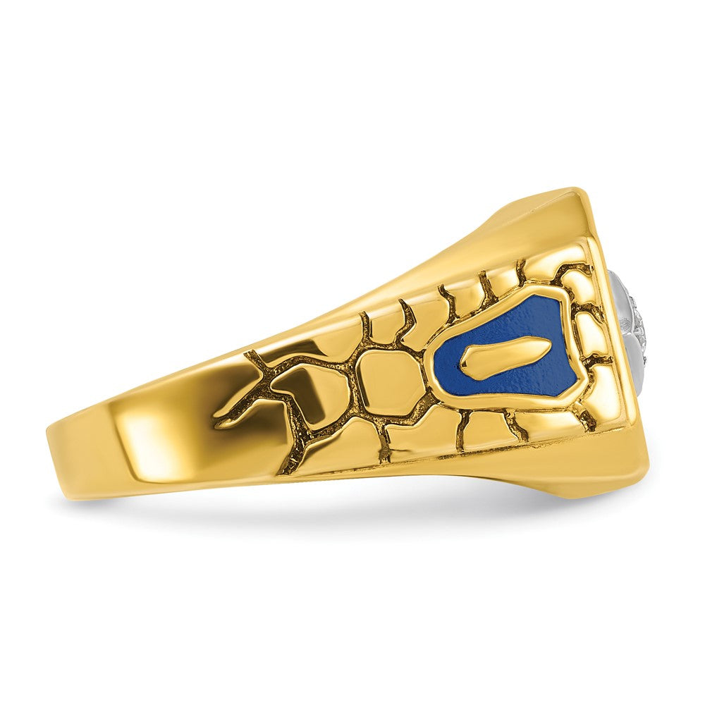 14k Two-tone Gold Men's Polished and Textured Blue Lodge Master Masonic Ring Mounting