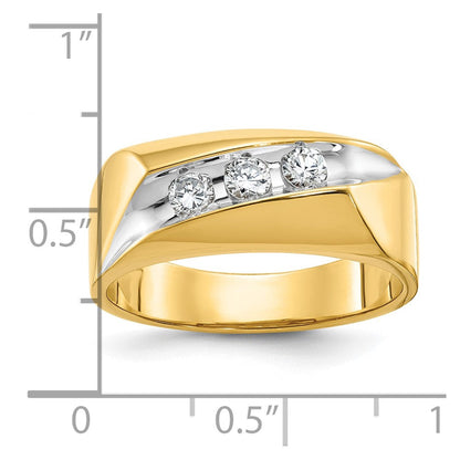 14k Yellow Gold with White Rhodium Men's Diamond Ring Mounting