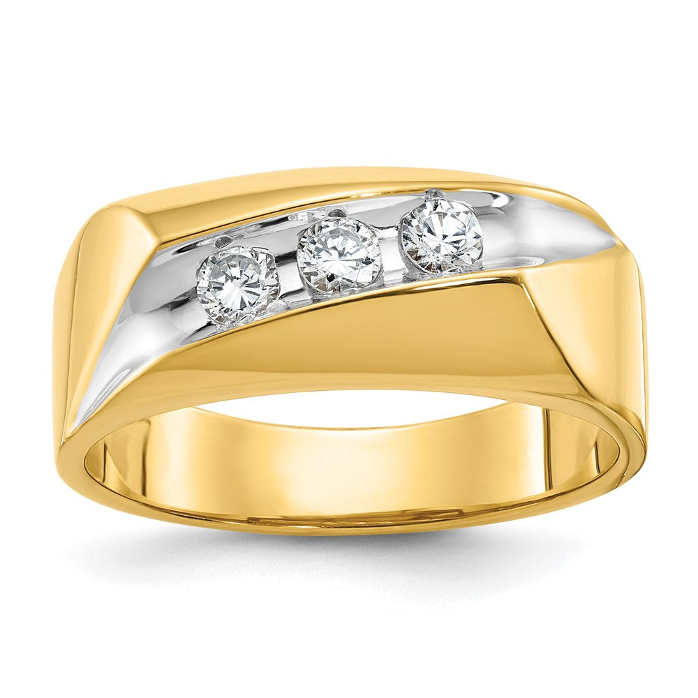 14k Yellow Gold with White Rhodium Men's Diamond Ring Mounting