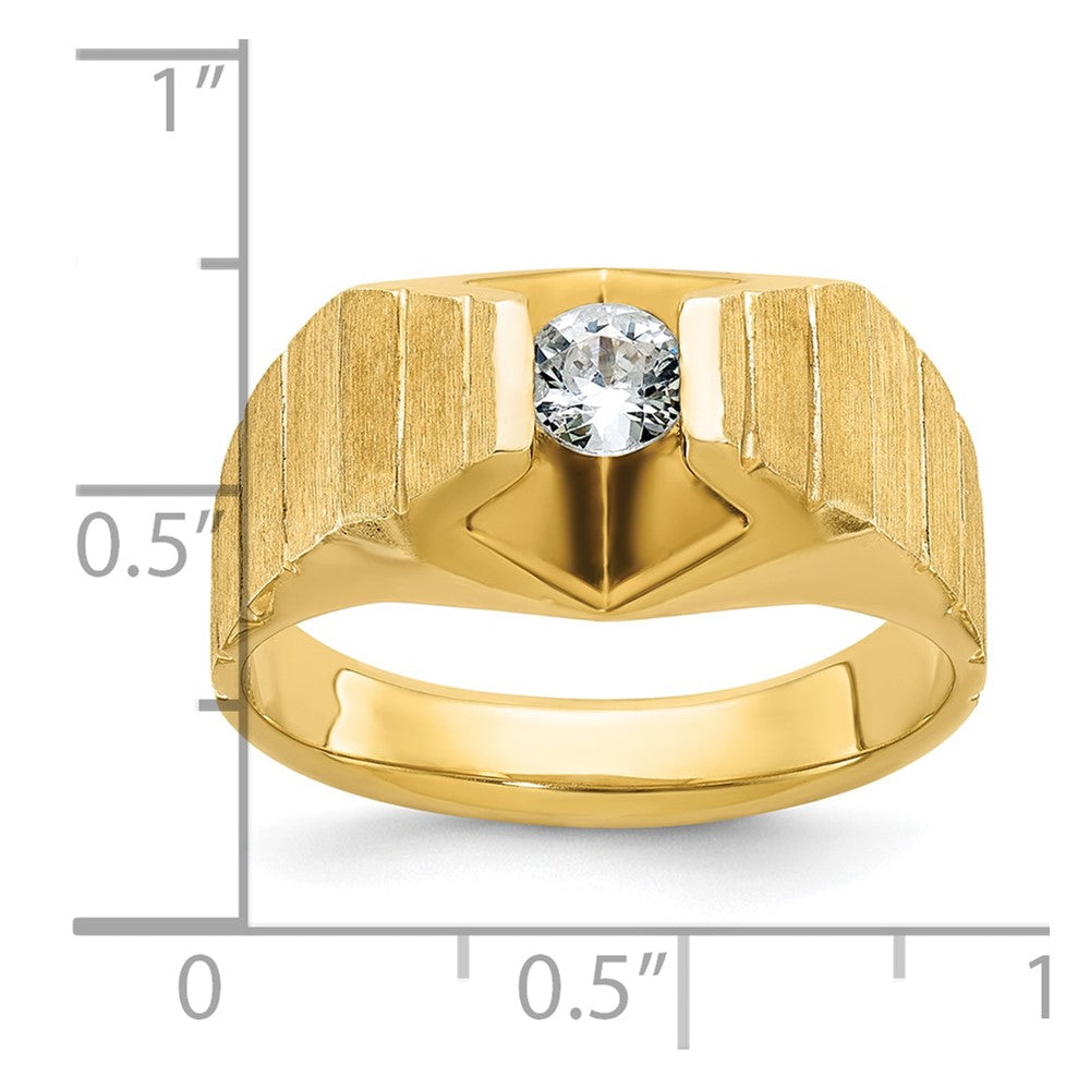 14k Yellow Gold Men's Polished and Satin Diamond Ring Mounting