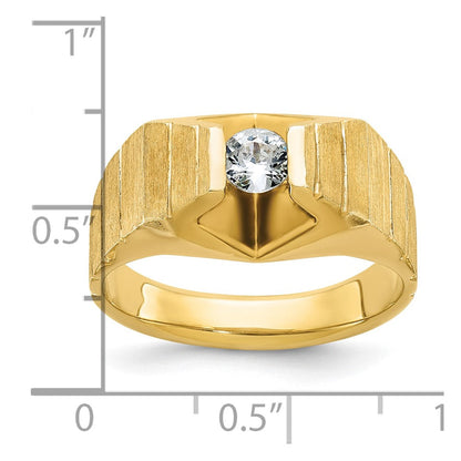 14k Yellow Gold Men's Polished and Satin Diamond Ring Mounting