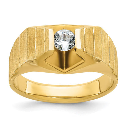 14k Yellow Gold Men's Polished and Satin Diamond Ring Mounting