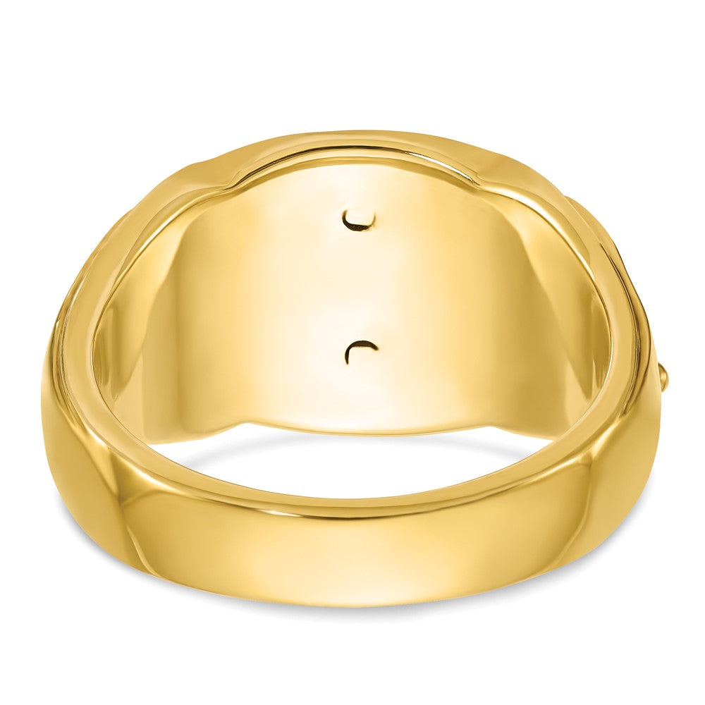 14k Two-tone Gold Men's Polished and Textured with Black Enamel Past Master Masonic Ring