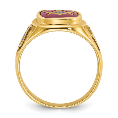 14k Yellow Gold Men's Polished and Textured Blue Lodge Master Masonic Ring Mounting