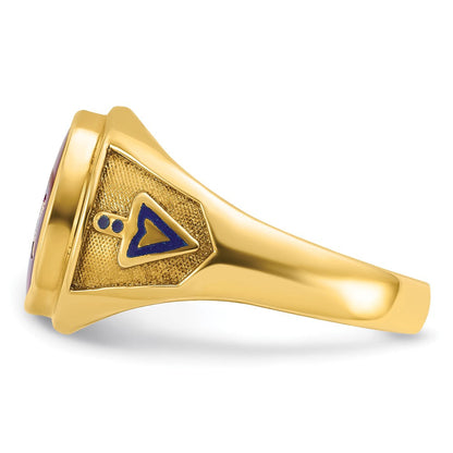 14k Yellow Gold Men's Polished and Textured Blue Lodge Master Masonic Ring Mounting