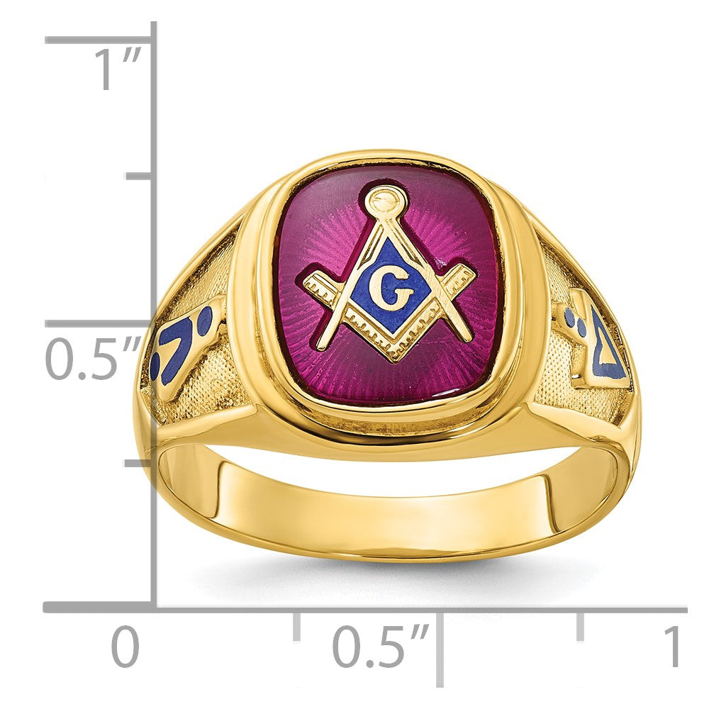 14k Yellow Gold Men's Polished and Textured Blue Lodge Master Masonic Ring Mounting