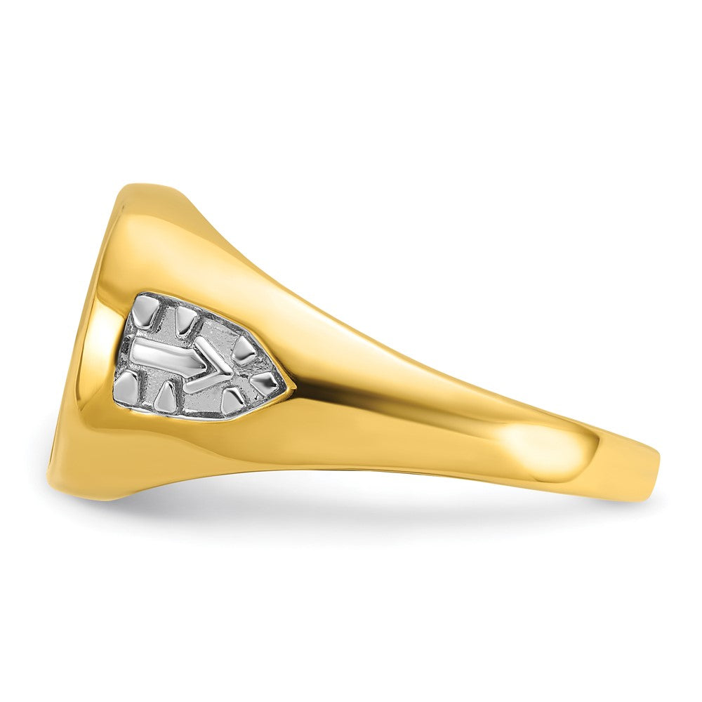 14k Yellow Gold Men's Polished and Textured Blue Lodge Master Masonic Ring Mounting