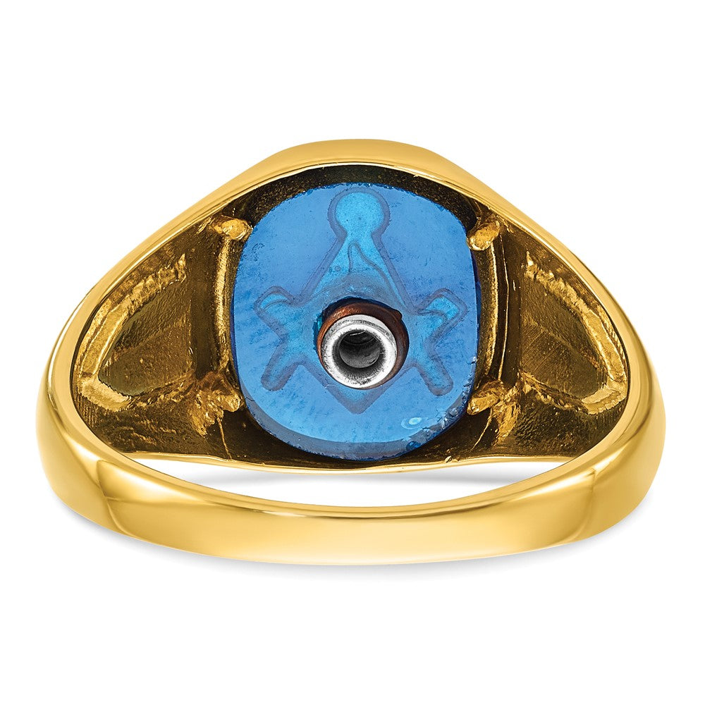 14k Yellow Gold Men's Polished and Textured Blue Lodge Master Masonic Ring Mounting