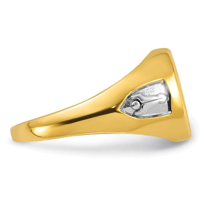 14k Yellow Gold Men's Polished and Textured Blue Lodge Master Masonic Ring Mounting