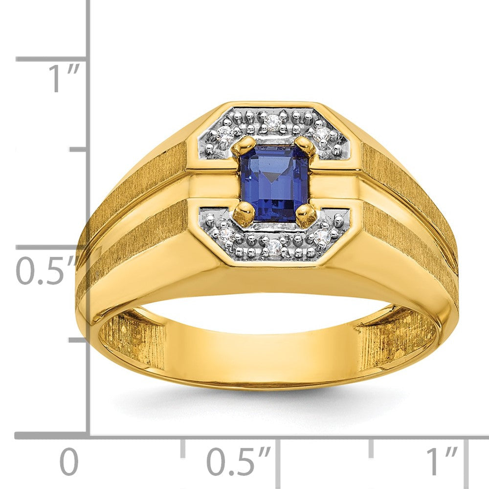 14k Yellow Gold Men's Gemstone and Diamond Satin Ring Mounting
