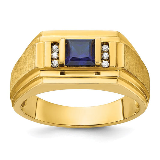 14k Yellow Gold Men's Gemstone and Diamond Satin Ring Mounting