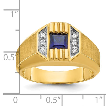 14k Yellow Gold Men's Gemstone and Diamond Satin Ring Mounting