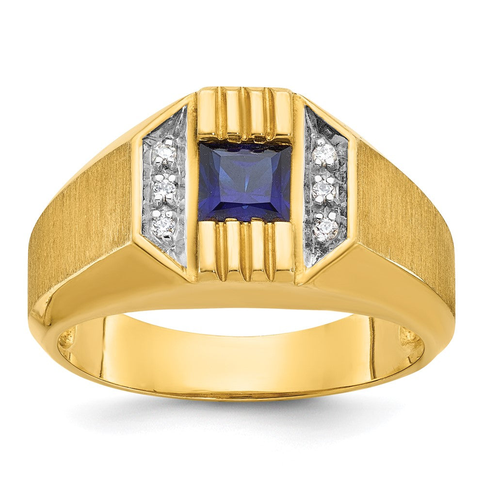 14k Yellow Gold Men's Gemstone and Diamond Satin Ring Mounting