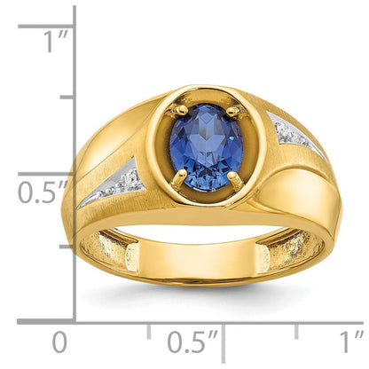 14k Yellow Gold Men's Gemstone and Diamond Satin Ring Mounting