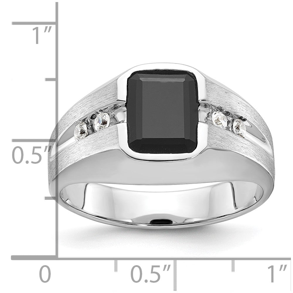 14k White Gold Men's Satin Onyx and Diamond Ring Mounting
