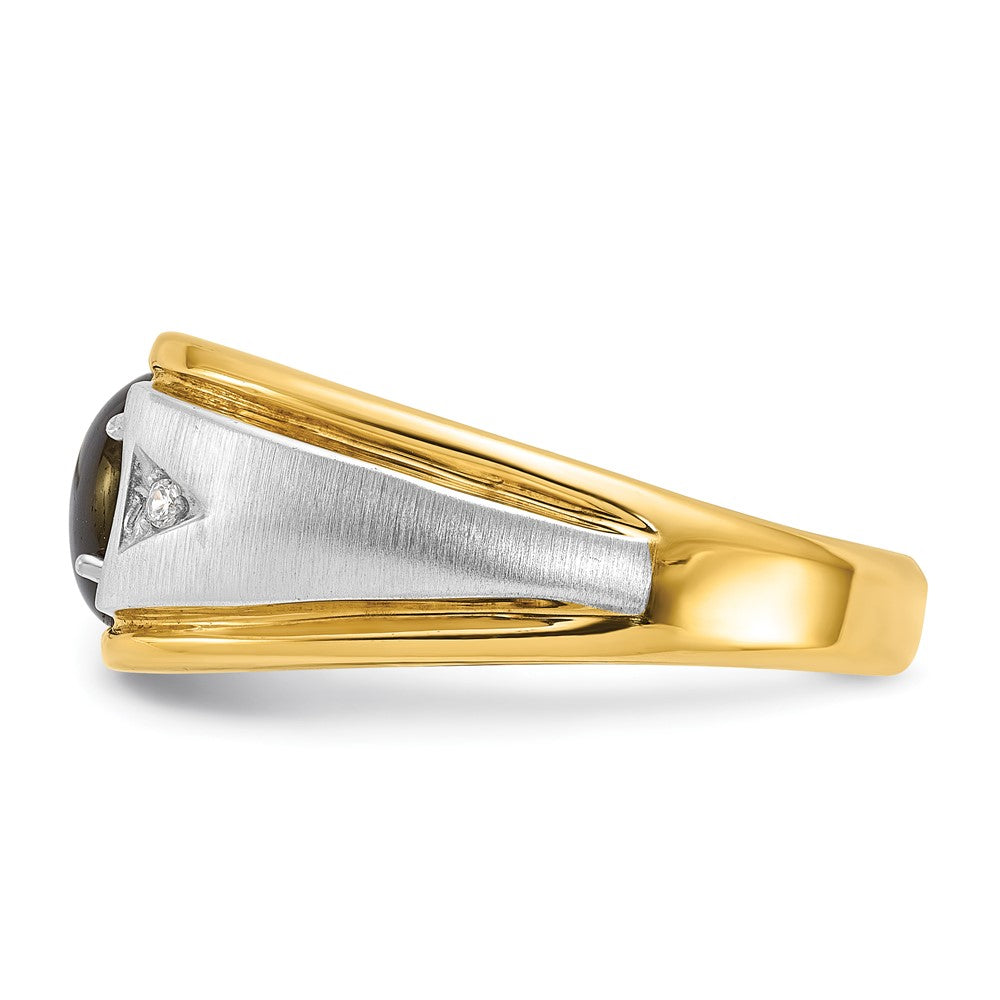 14k Two-tone Gold Men's Satin Gemstone and Diamond Ring Mounting