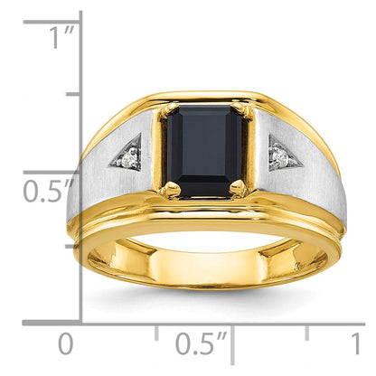 14k Two-tone Gold Men's Satin Onyx and Diamond Ring Mounting