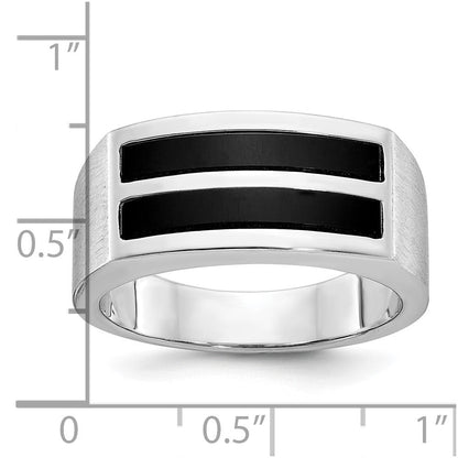 14k White Gold Men's Satin Onyx Ring Mounting