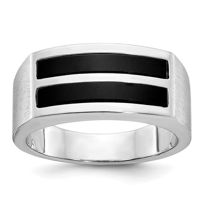 14k White Gold Men's Satin Onyx Ring Mounting