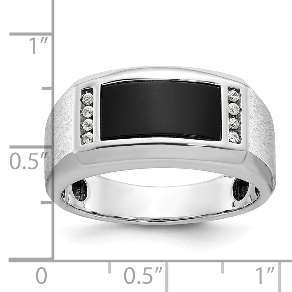 14k White Gold Men's Satin Onyx and Diamond Ring Mounting