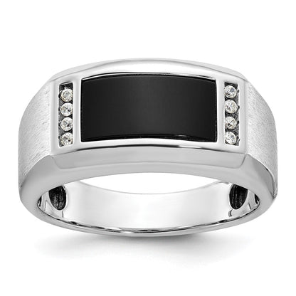 14k White Gold Men's Satin Onyx and Diamond Ring Mounting