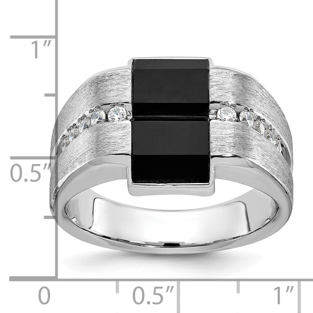 14k White Gold Men's Satin Onyx and Diamond Ring Mounting