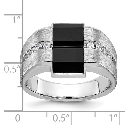 14k White Gold Men's Satin Onyx and Diamond Ring Mounting