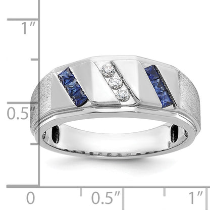 14k White Gold Men's Satin Sapphire/Diamond Ring Mounting