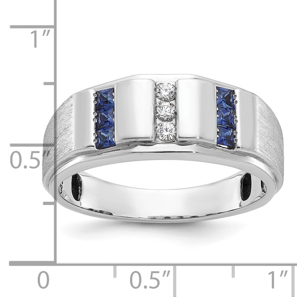 14k White Gold Men's Satin Sapphire/Diamond Ring Mounting