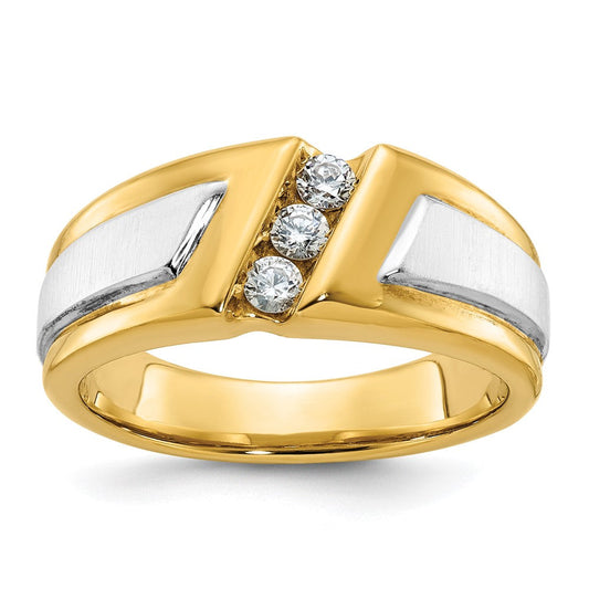 14k Two-tone Gold Men's Polished and Satin Diamond Ring Mounting