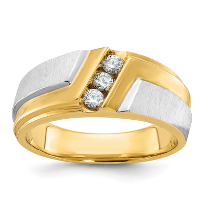 14k Two-tone Gold Men's Polished and Satin Diamond Ring Mounting