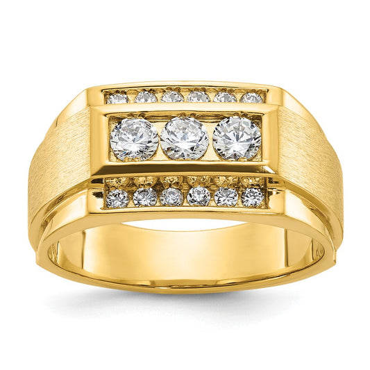 14k Yellow Gold Men's Polished and Satin Diamond Ring Mounting