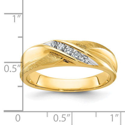 14k Yellow Gold Men's Polished and Satin Diamond Ring Mounting