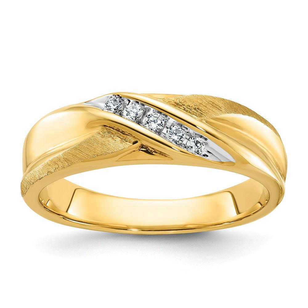 14k Yellow Gold Men's Polished and Satin Diamond Ring Mounting