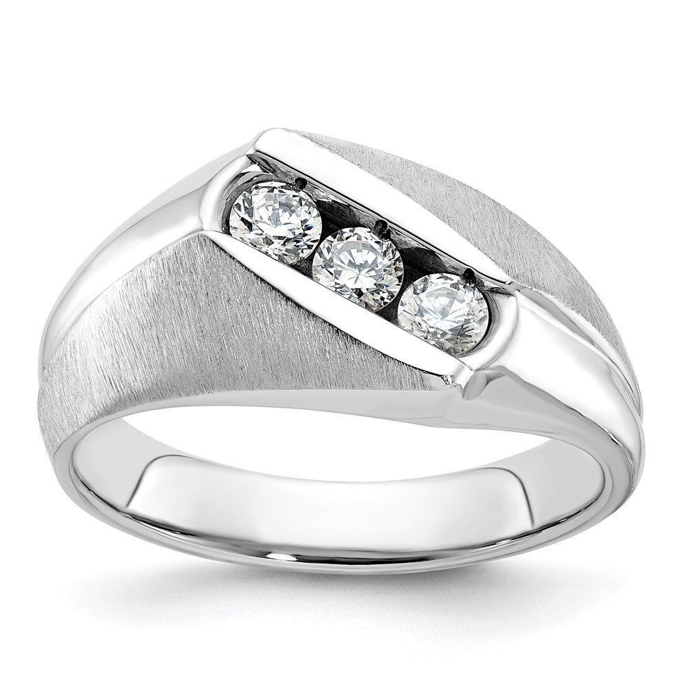 14k White Gold Men's Polished and Satin Diamond Ring Mounting