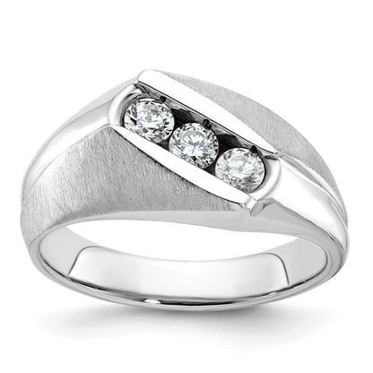 14k White Gold Men's Polished and Satin Diamond Ring Mounting