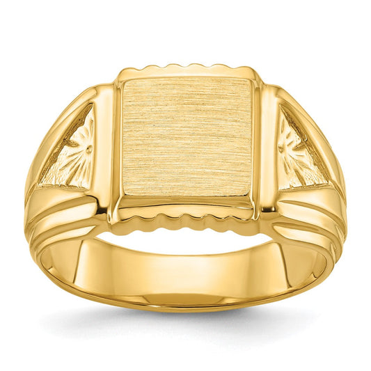 14k Yellow Gold 10x10mm Men's Square Signet Ring