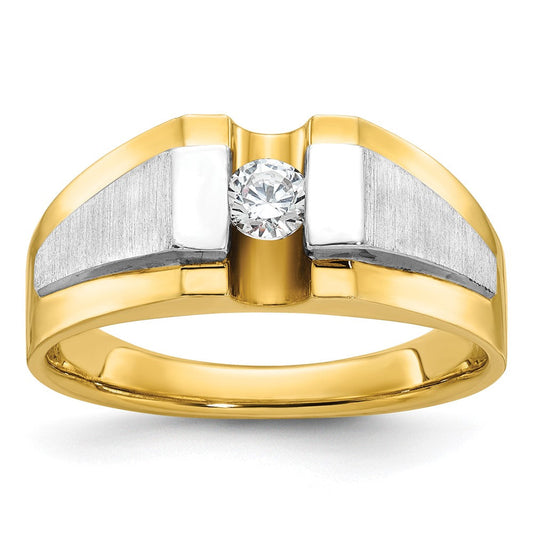 14k Two-tone Gold Men's Polished and Satin Diamond Ring Mounting