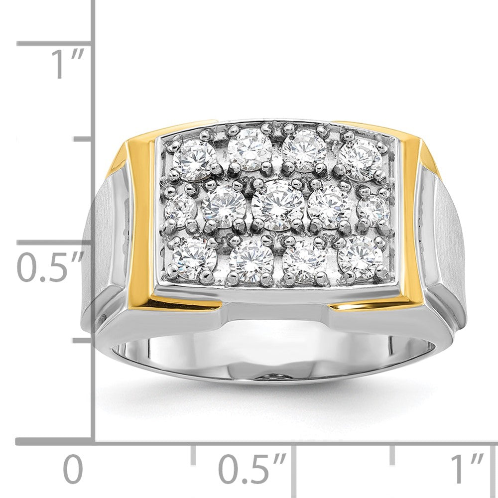 14k Two-tone Gold Men's Polished and Satin Diamond Ring Mounting