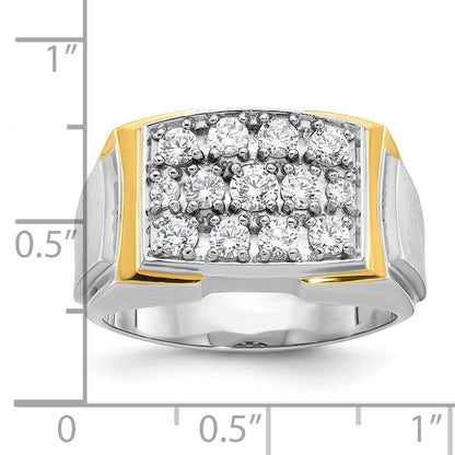 14k Two-tone Gold Men's Polished and Satin Diamond Ring Mounting