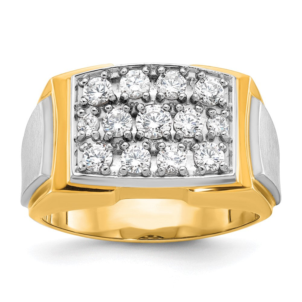 14k Two-tone Gold Men's Polished and Satin Diamond Ring Mounting