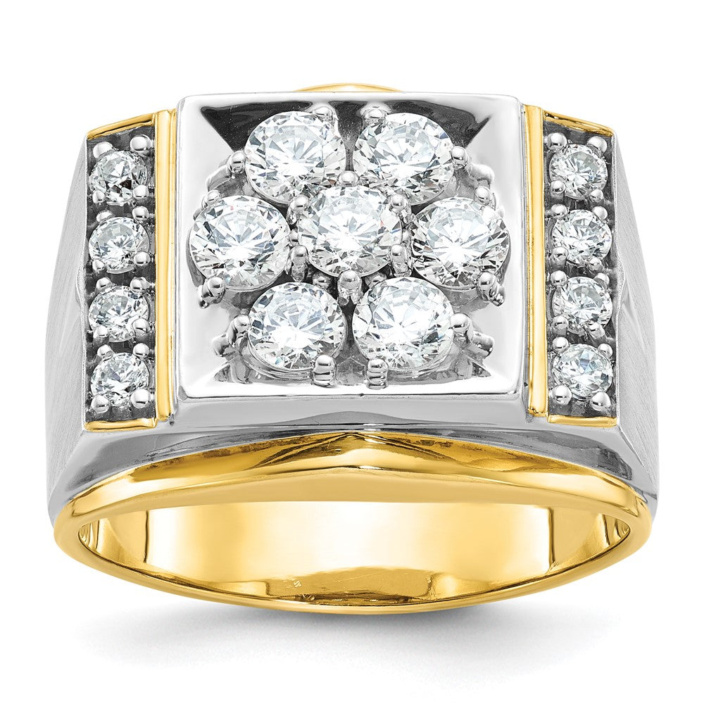 14k Two-tone Gold Men's Polished and Satin Diamond Ring Mounting