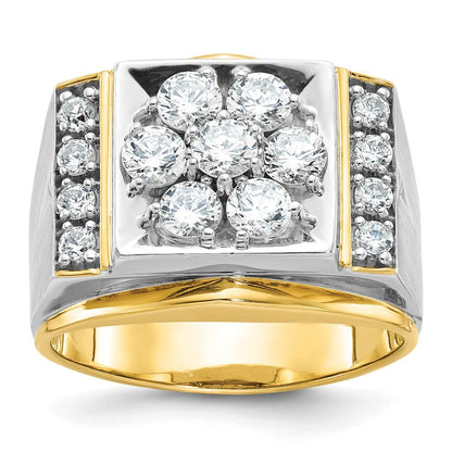 14k Two-tone Gold Men's Polished and Satin Diamond Ring Mounting