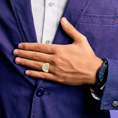 14k Yellow Gold Men's Polished and Satin Diamond Ring Mounting