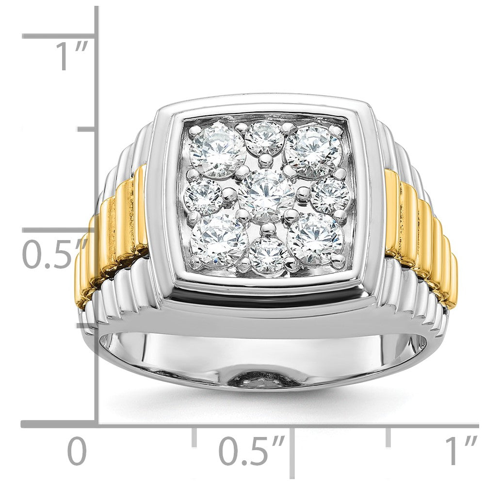 14k Two-tone Gold Men's 1 carat Diamond Cluster Complete Ring