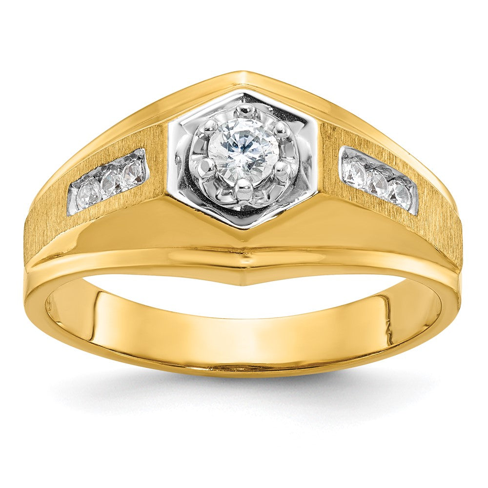 14k Yellow Gold Men's Polished and Satin Diamond Ring Mounting